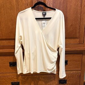 INC International Concepts Women's Ivory Long Sleeve Top
